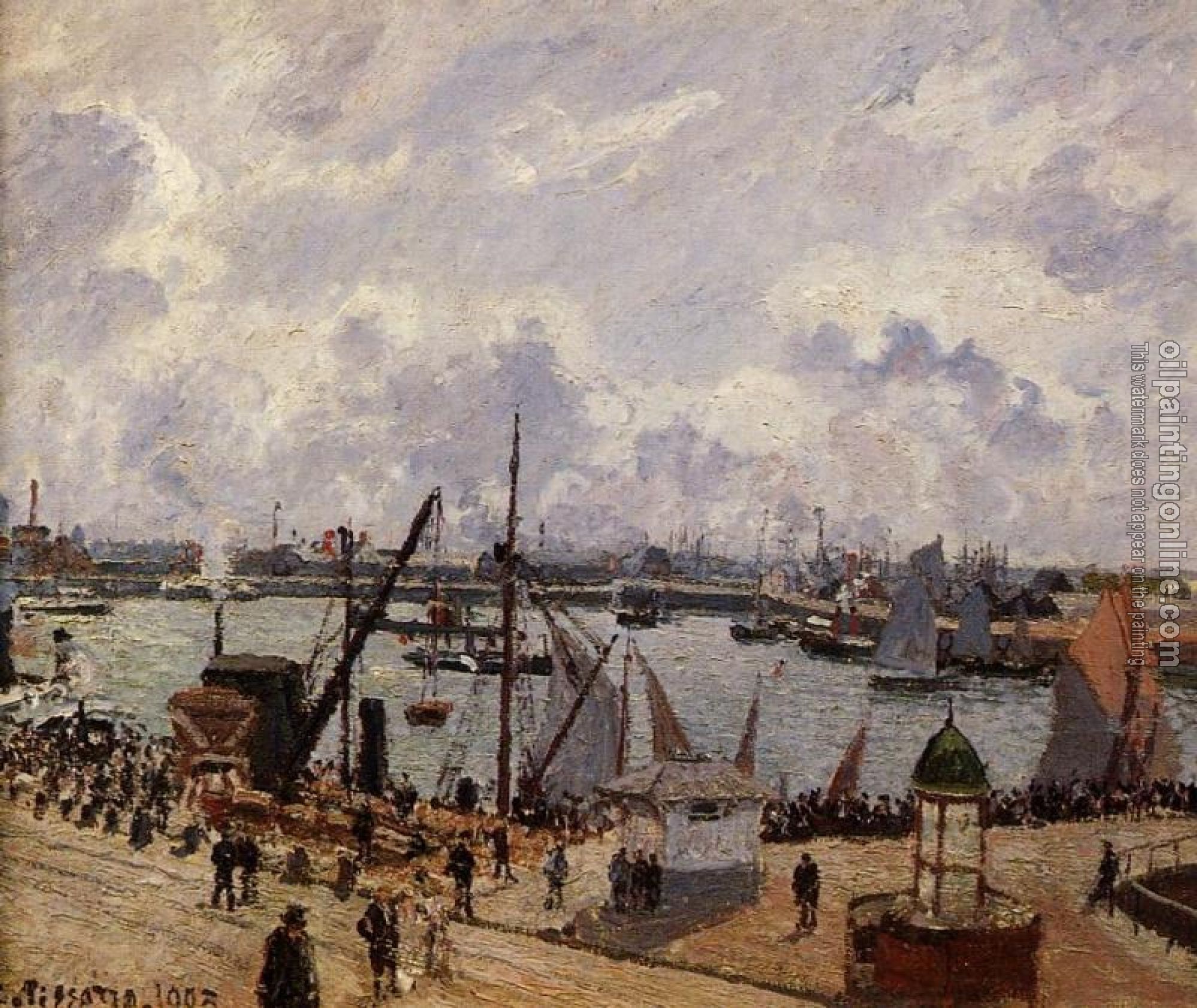 Pissarro, Camille - The Inner Harbor, Le Havre, Morning Sun, Rising Tide